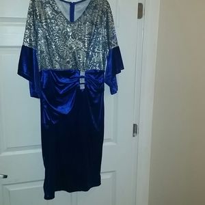 New Navy Blue and Gold Dress XL